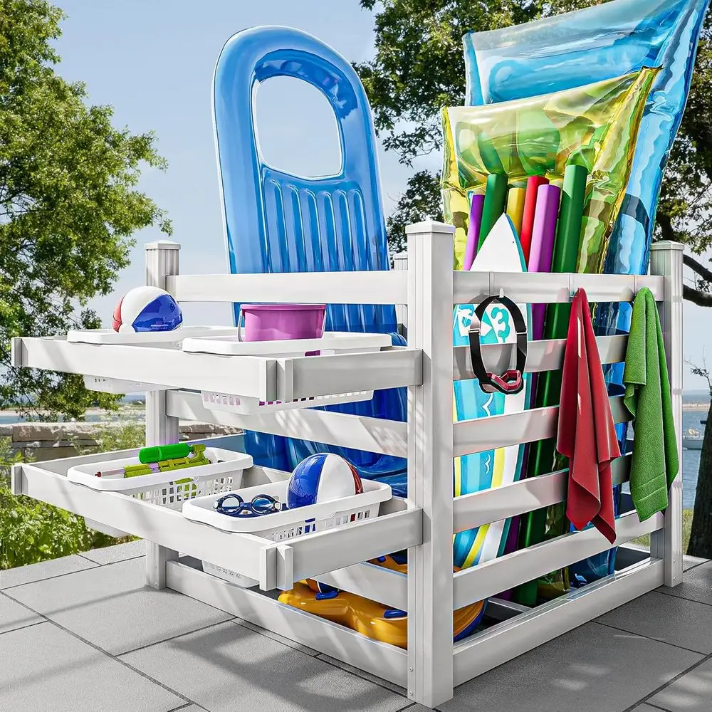 Pool Storage Bin with Towel Ra - Beach Towel Large recension och pris