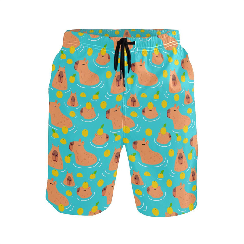 Cartoon Animal 3d Print Capyba - Short Linen Drawstring recension och pris