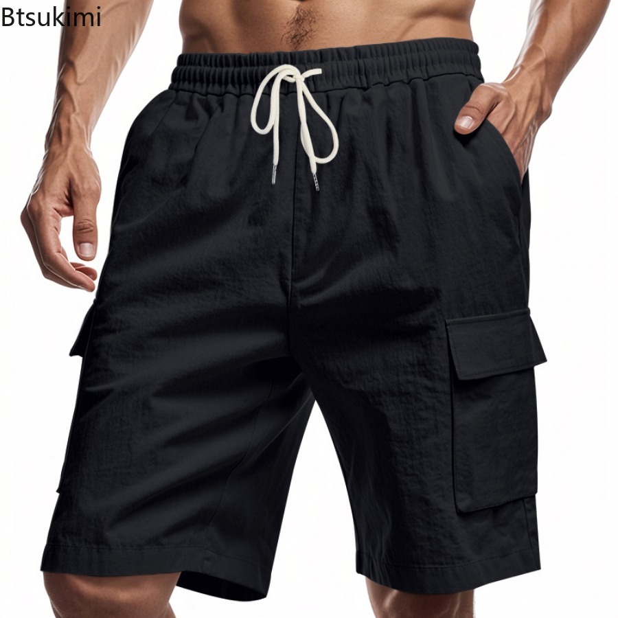 New 2025 Men's Cargo Shorts Su - Short Linen Drawstring recension och pris