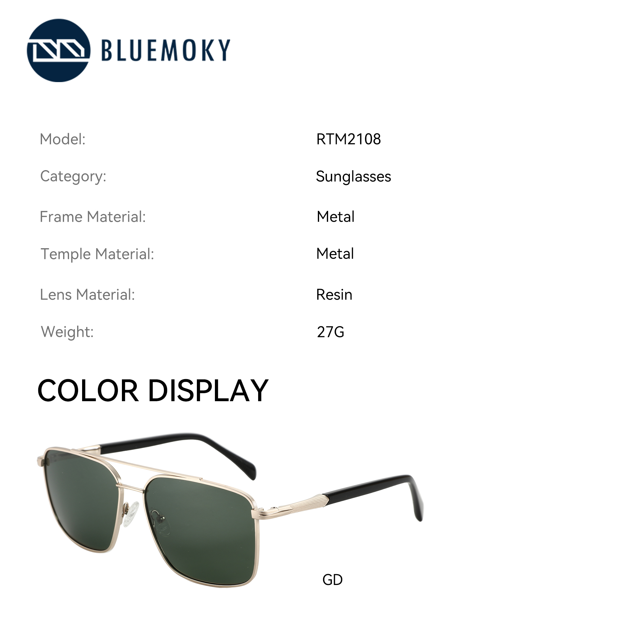 BLUEMOKY L Size Fashion Metal  - Sunglasses Aviator Polarized recension och pris