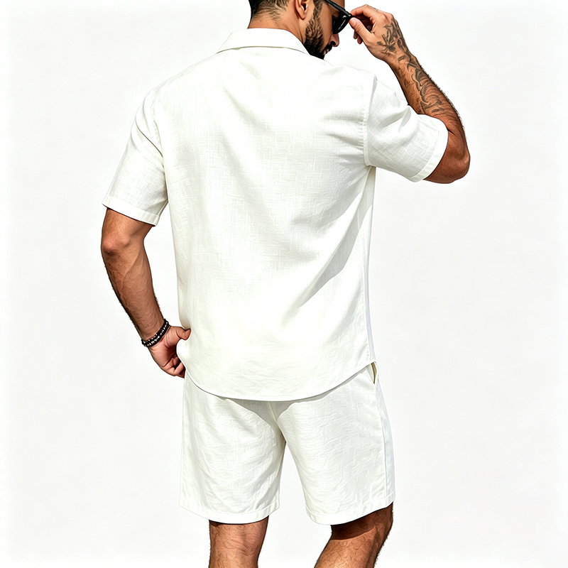 Men Linen Two Piece Outfit Sho - Short Linen Drawstring recension och pris