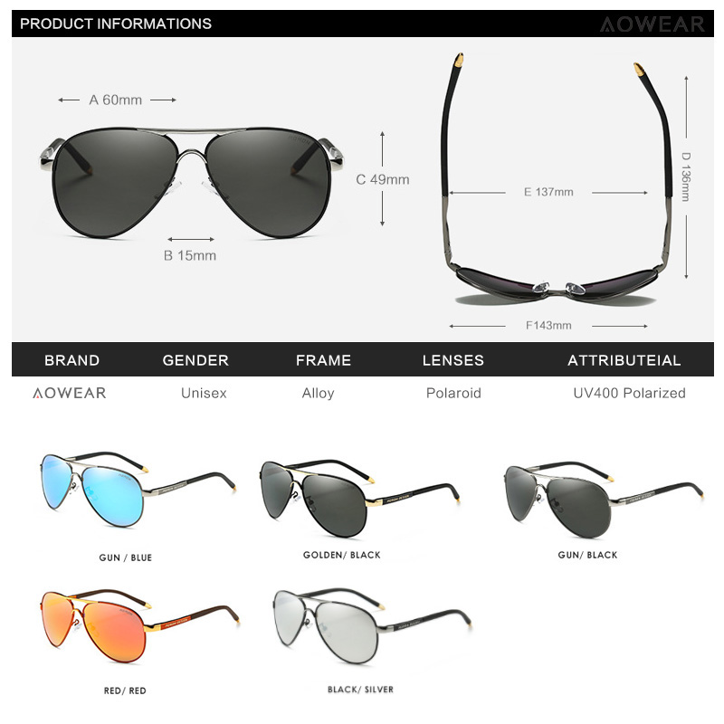 AOWEAR Men's Aviation Sunglass - Sunglasses Aviator Polarized recension och pris