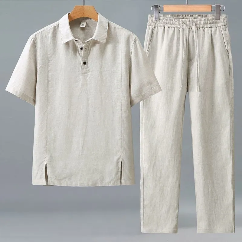 Men Plus Size Summer Linen Two - Short Linen Drawstring recension och pris