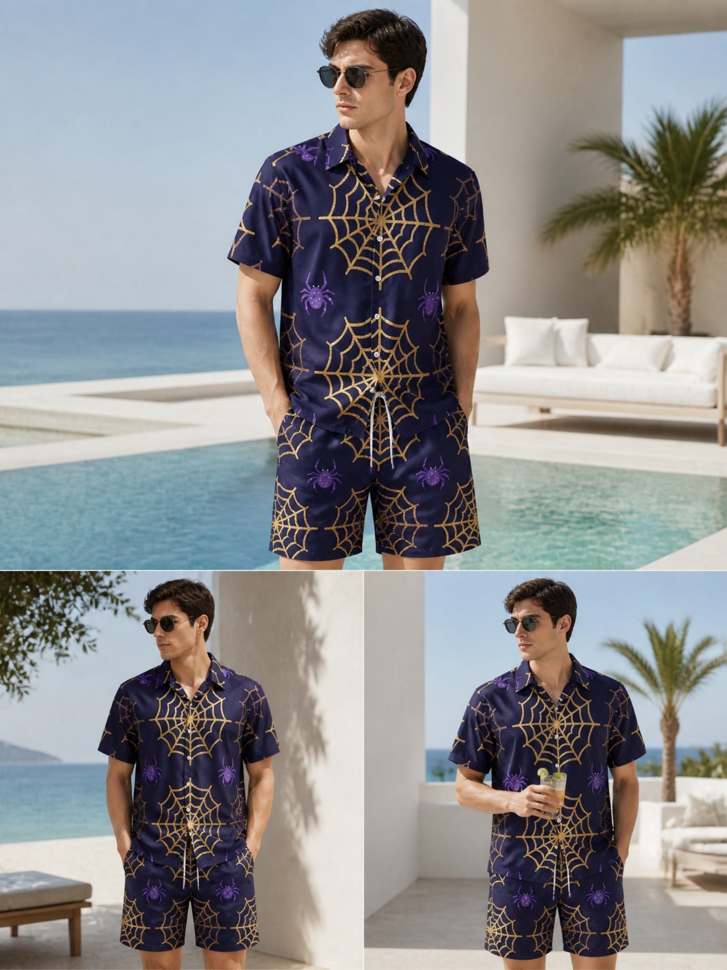 Mens Summer Short Sleeve Polo  - Resort Shirt Floral recension och pris