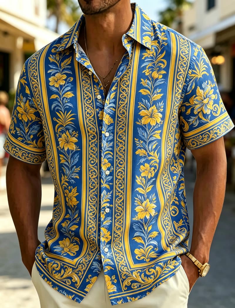 Men's Short Sleeve Shirt Lapel - Resort Shirt Floral recension och pris