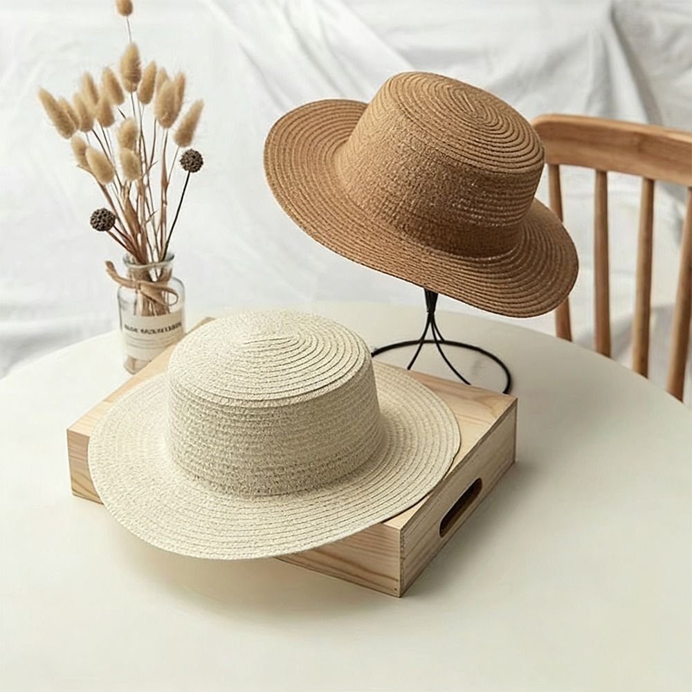 Fashionable Wide Brim Straw Ha - Bucket Hat Straw recension och pris