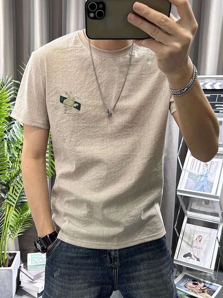 Male Tees Shirts White Linen T - Short Linen Drawstring recension och pris